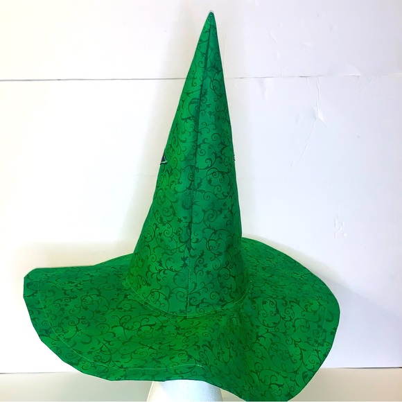 Handcrafted Halloween Witch Hat Green Black One-of-a-Kind Wicked Elphaba - Picture 4 of 6